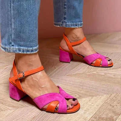 Lorette | Sandalen mit bequemen Absatz in stilvoller Farbkombination