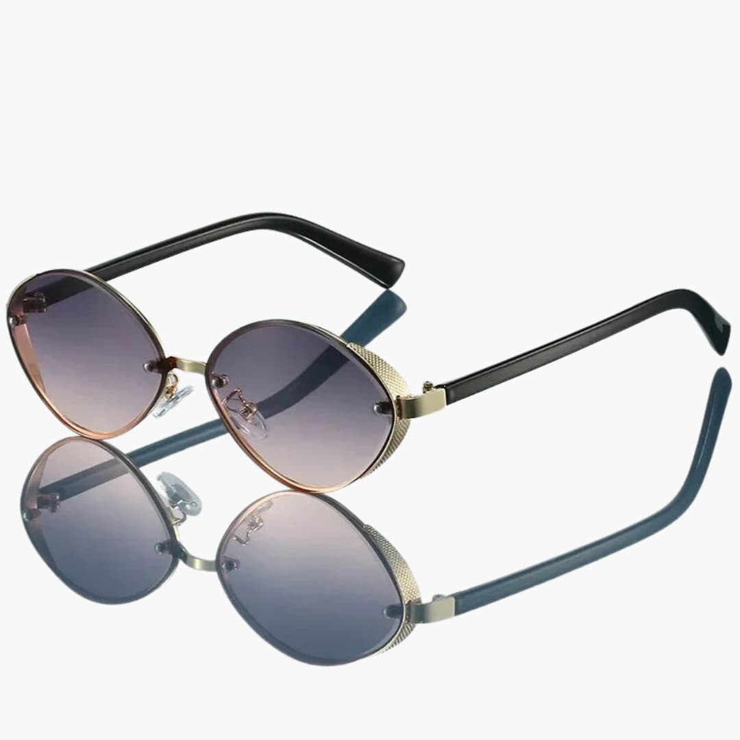 Damen Sonnenbrille mit ovalem Metallrahmen und UV400-Schutz