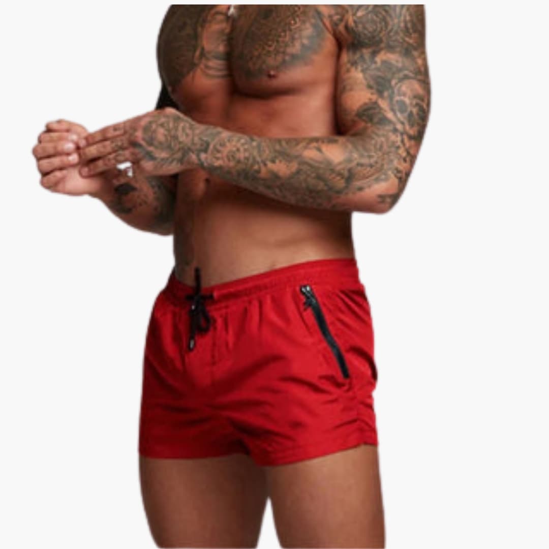 Herren Badeshorts mit Kordelzug und Seitentaschen mit Reißverschluss