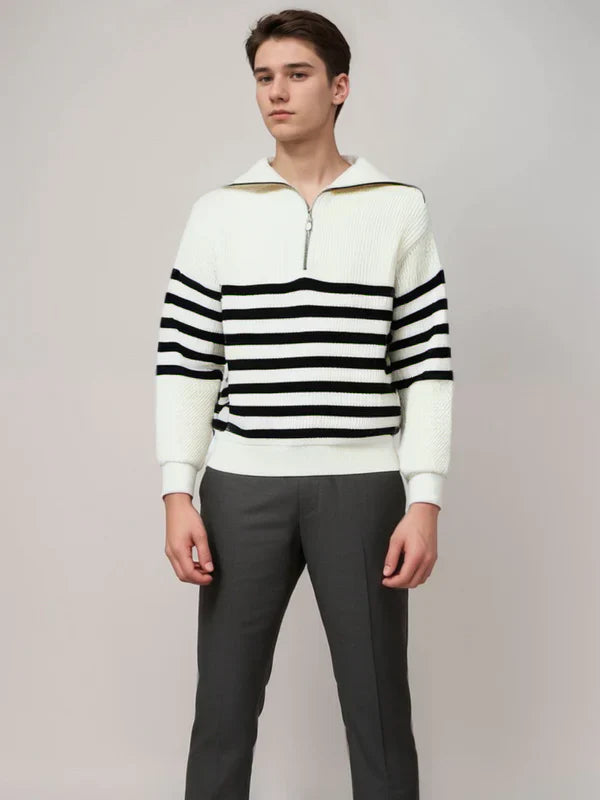 Elio | Gestreifter Pullover mit Reißverschluss für Herren