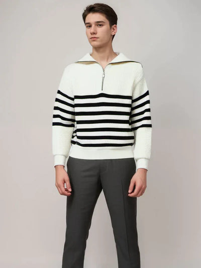 Elio | Gestreifter Pullover mit Reißverschluss für Herren