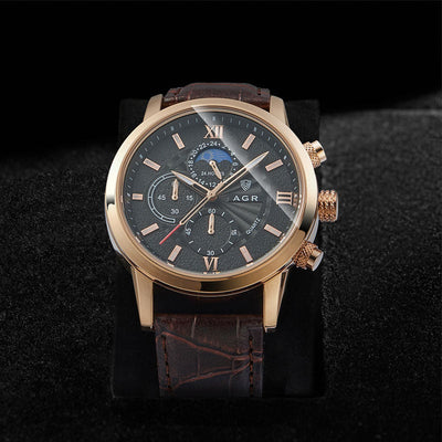 Elegante Quarzuhr mit luxuriösem Lederarmband