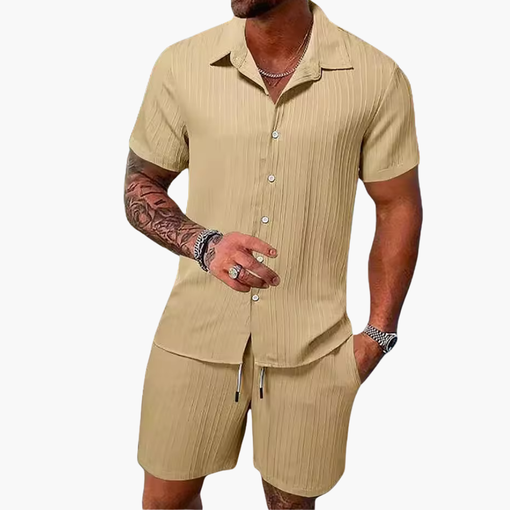 Herren Sommer Set mit Hemd & Shorts | Zweiteiler Leicht & Lässig