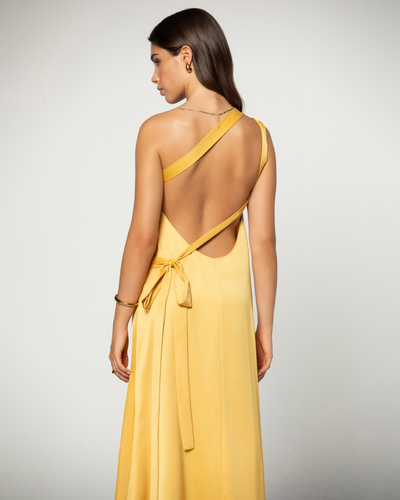 Kiara | Asymmetrisches One-Shoulder Satin-Midikleid