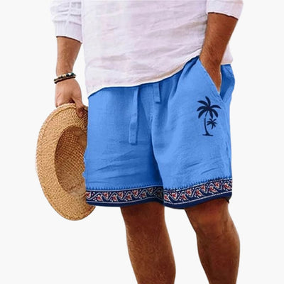Herren Badeshorts Sommer mit Kordelzug und Palmenmuster