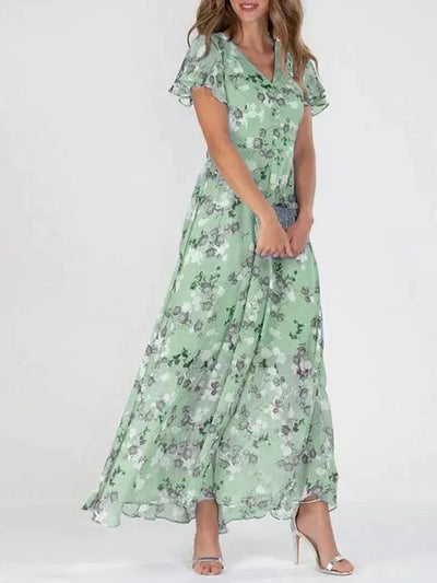 Romilly – Chiffon-Maxikleid mit Flügelärmeln und Blumenmuster