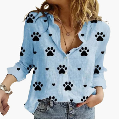 Langarm Damen-Bluse - Vintage Stil mit großen Punkten