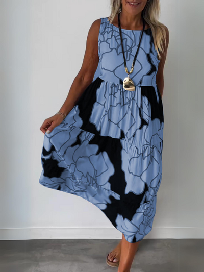 HELGA ÄRMELLOSES KLEID MIT PRINT