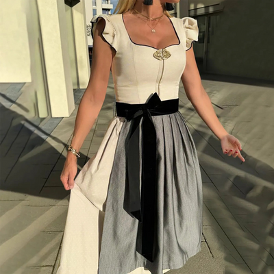 Damen Weiß Oktoberfest Dirndl Kleid
