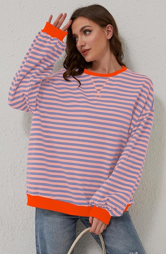 Gestreiftes Sweatshirt in Übergröße für Damen