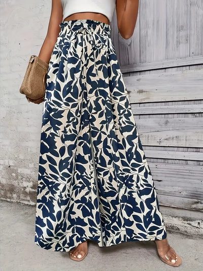 Sunniva – Palazzohose mit weitem Bein und Blattmuster