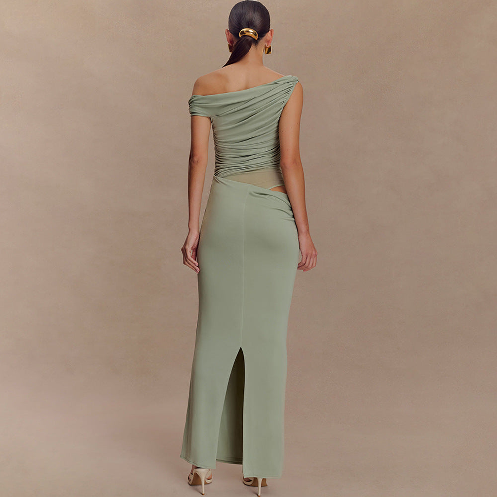 Kalya | Langes Kleid Drapiert Asymmetrisch