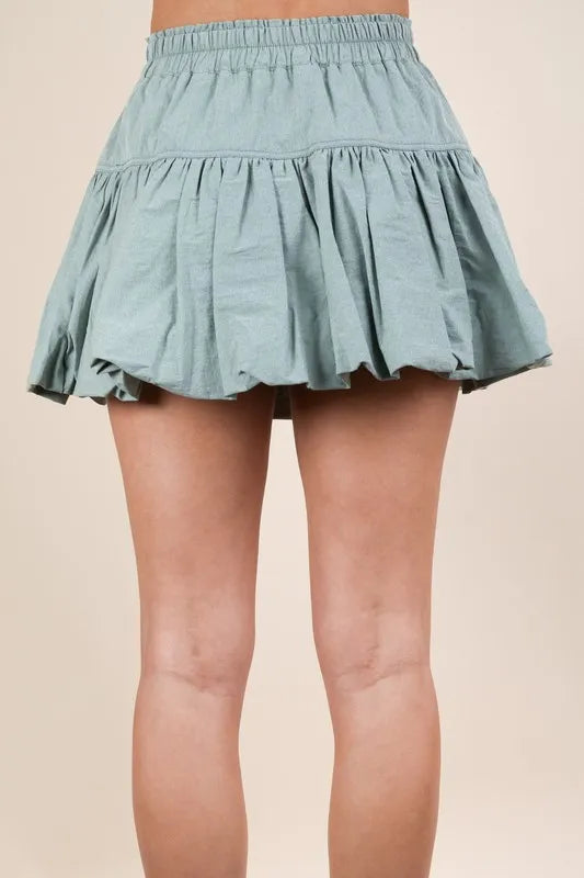 VERY J Bubble Mini Skirt with Inner Shorts