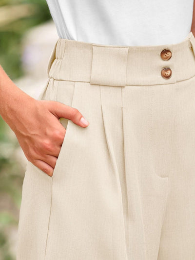 Two Button Wide Waistband Shorts