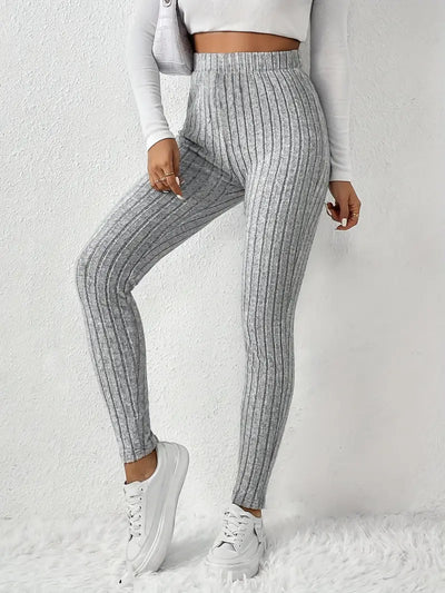 Elvida – Rippstrick-Leggings mit hohem Bund