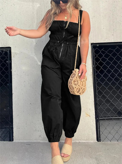 ZIPPER CARGO JUMPSUIT