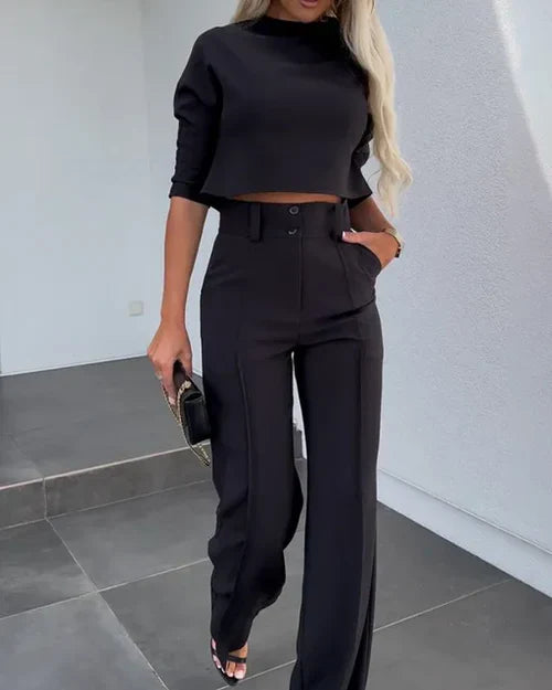 Jamilla - Schickes Set aus hochtaillierter Hose und tailliertem Oberteil