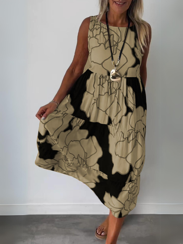 HELGA ÄRMELLOSES KLEID MIT PRINT
