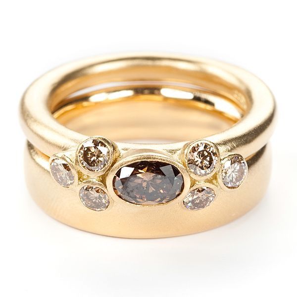 Vintage Zirkonia Granat Gold Ring Set