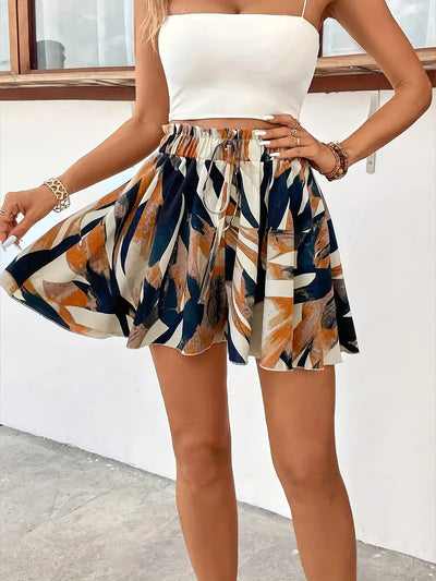 Marteena – Shorts mit abstraktem Print und Kordelzug