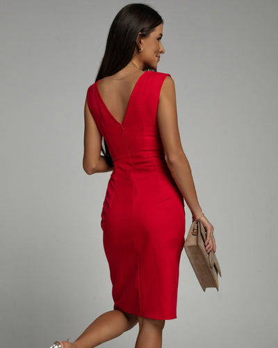 FRESIA™ | V-Ausschnitt Kleid mit Schlitz