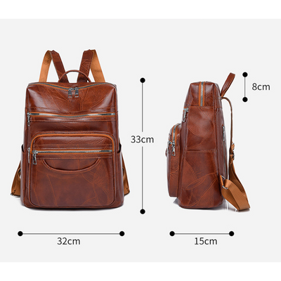CLARA™ | Lederrucksack mit Blattstruktur