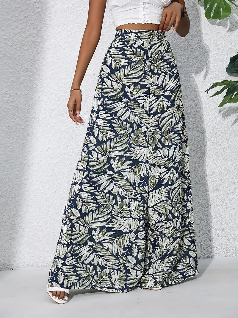 Louvelle – Stilvolle Hose mit weitem Bein und tropischem Print