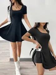 Esther -  Braunes gestricktes kurzes Freizeitkleid