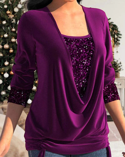 GIANA™ - DAMEN LANGARMSHIRT MIT PAILLETTEN