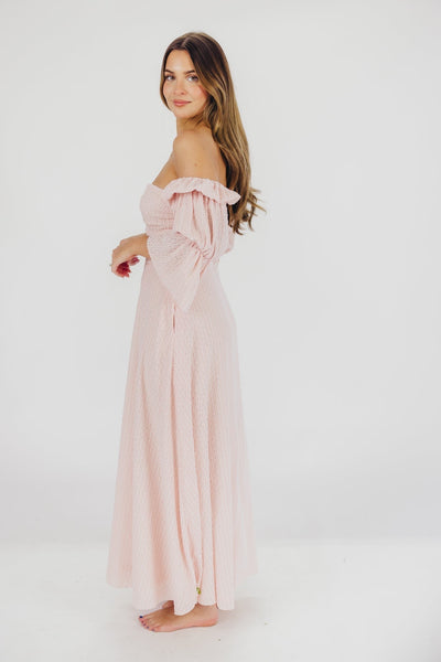 Corrine - langes Kleid mit rüschenärmeln und taschen - ballerina-pink - stoßfest