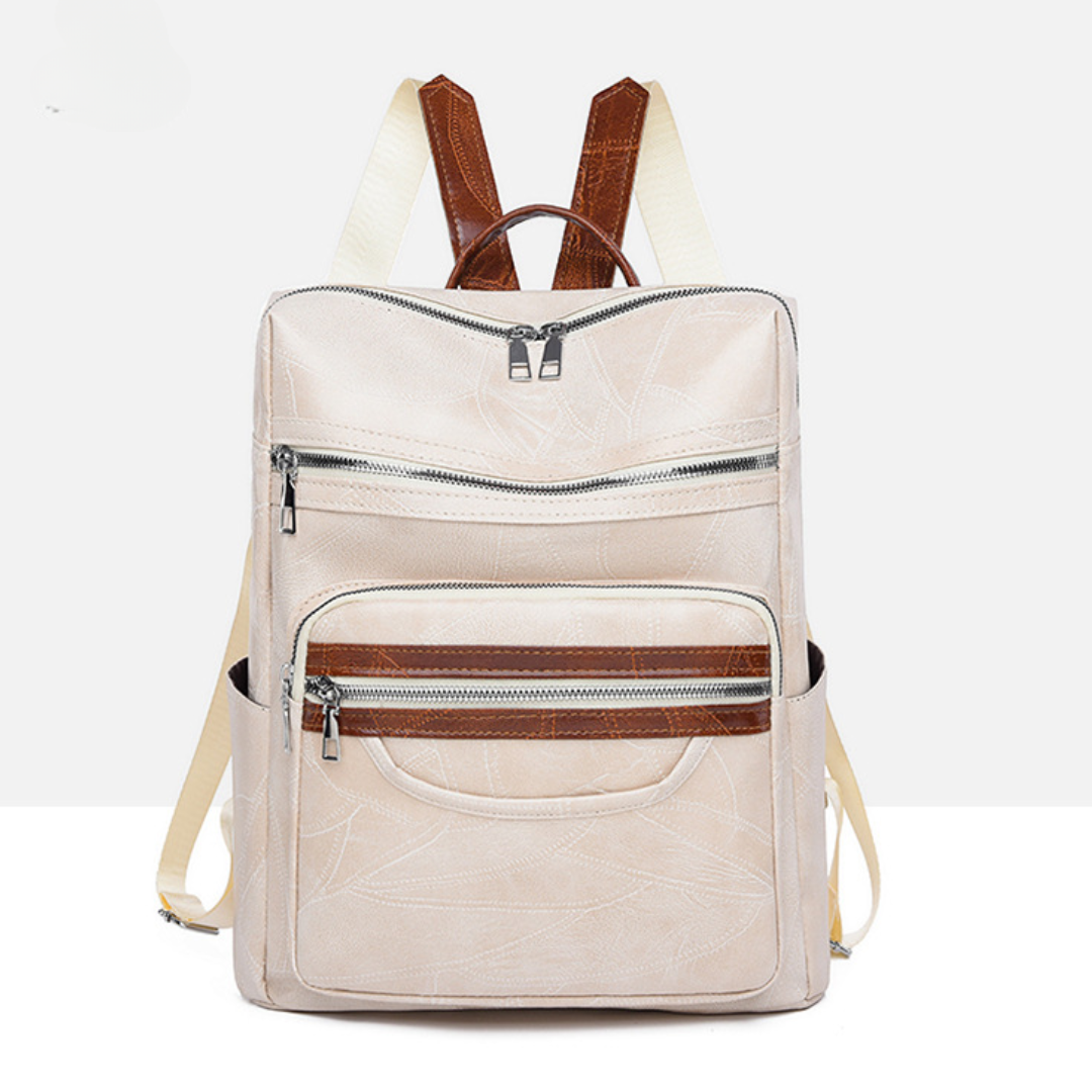 CLARA™ | Lederrucksack mit Blattstruktur