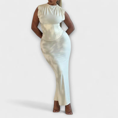 Virene – Schulterfreies Korsett-Maxikleid