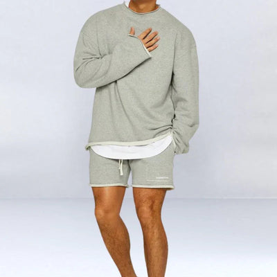 LESZE - STILVOLLE LANGARM PULLOVERHEMDEN MIT KURZE HOSE