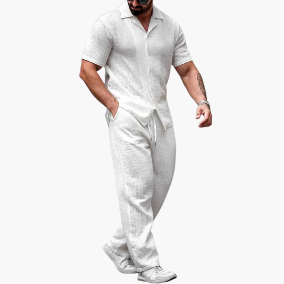 Zweiteiliges Sommer Set für Herren mit Kurzarmhemd und Hose