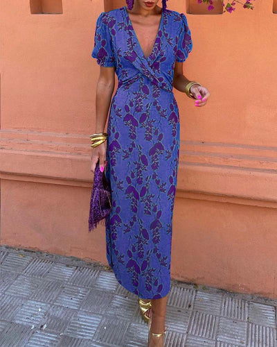 Jocell – Midikleid mit Vintage-Blumenmuster und Puffärmeln