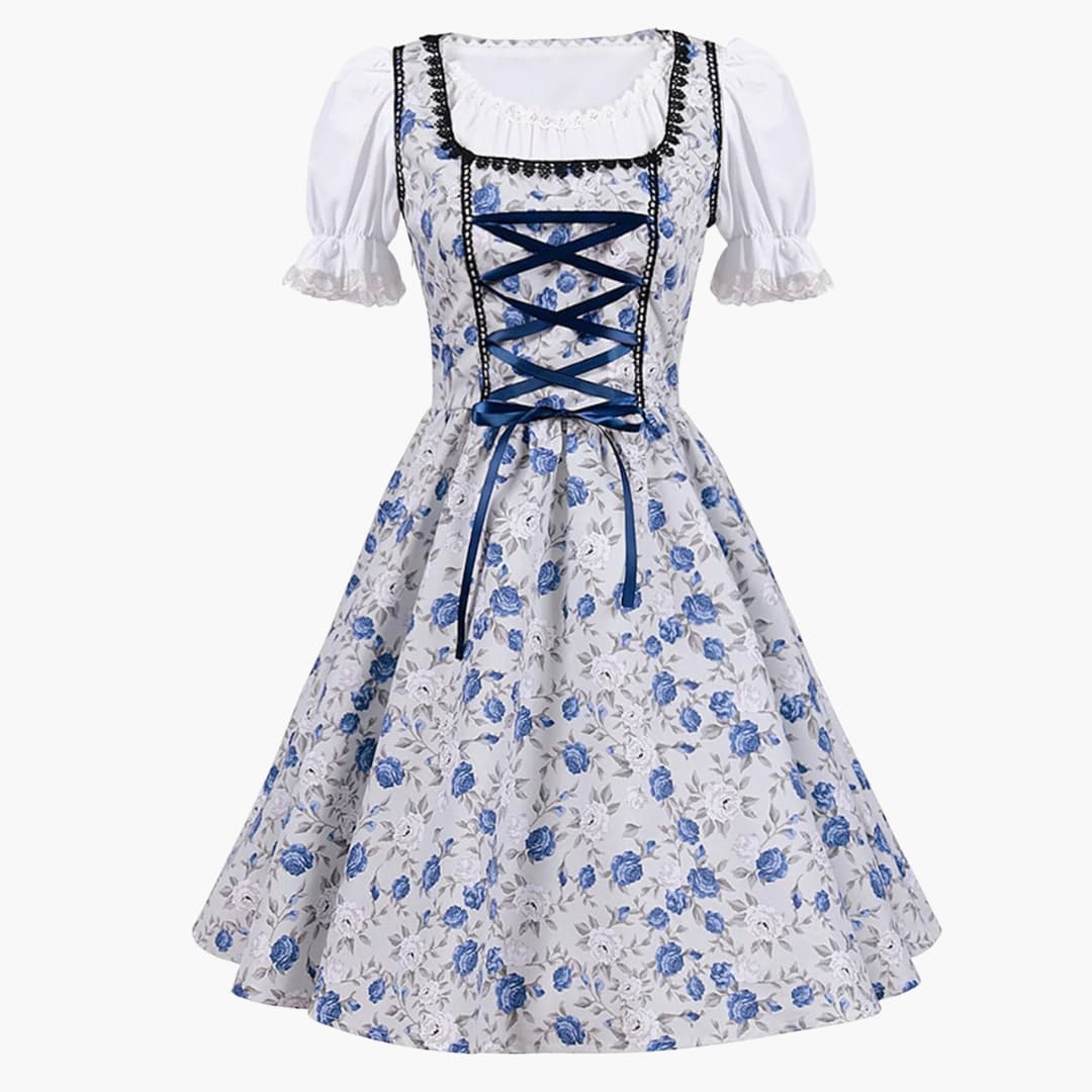 Florales Dirndl kleid mit Schnürmieder für Damen - Oktoberfest 2025