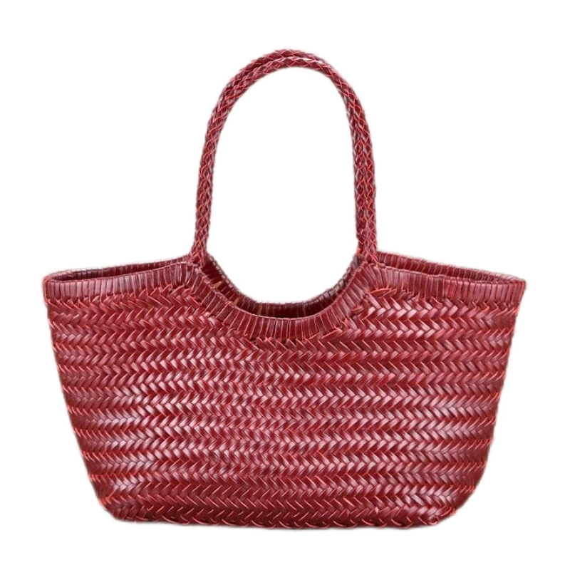 Lena | Braun Geflochtene Leder-Shopper – Rustikal & Stilvoll