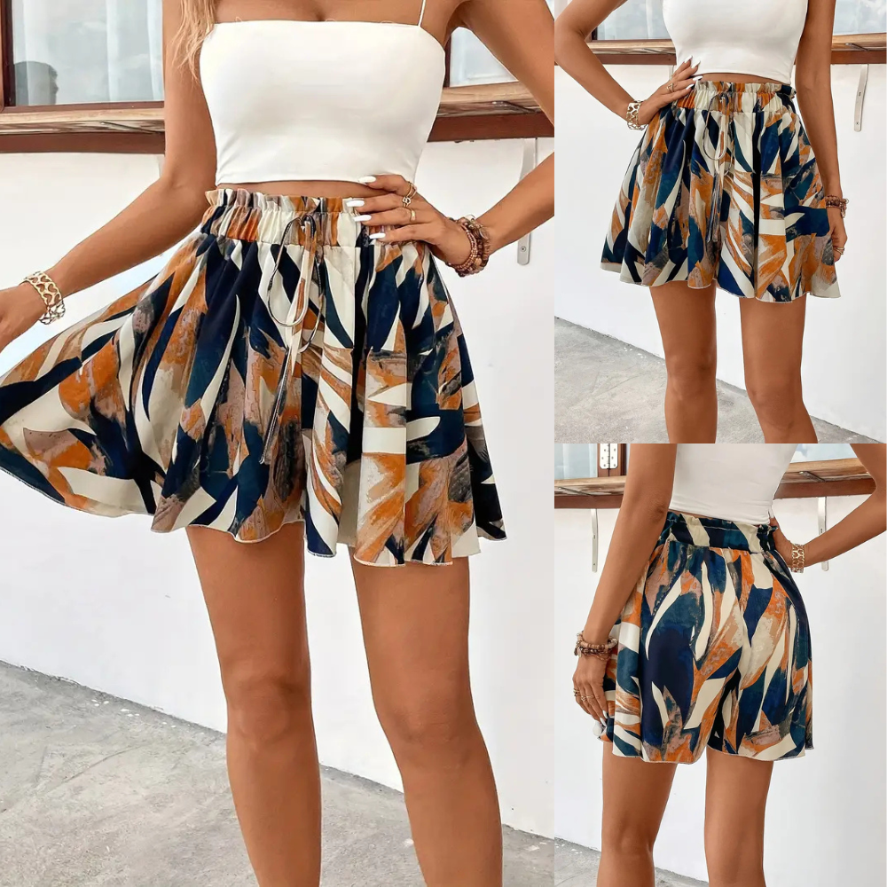 Bherta – Stilvolle, ausgestellte Shorts mit hoher Taille
