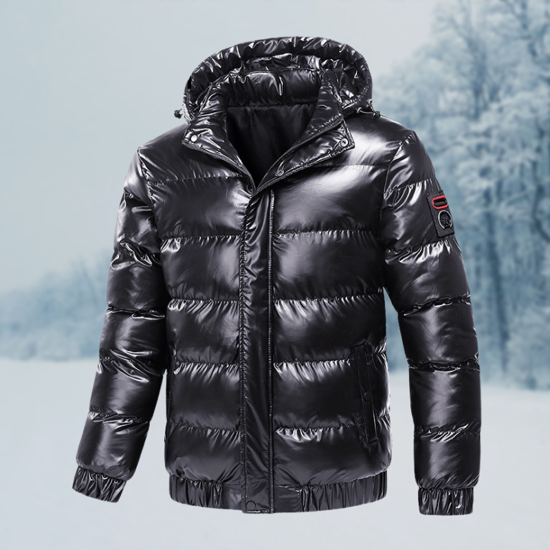 Herren Winterjacke | Glänzende Steppjacke Mit Kapuze