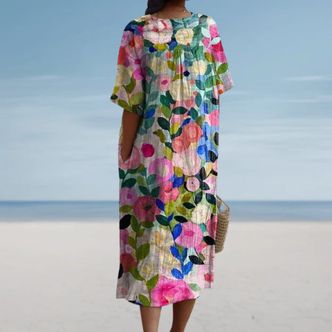 Delilah | Florales Midikleid mit V-Ausschnitt - Elegant und fließend