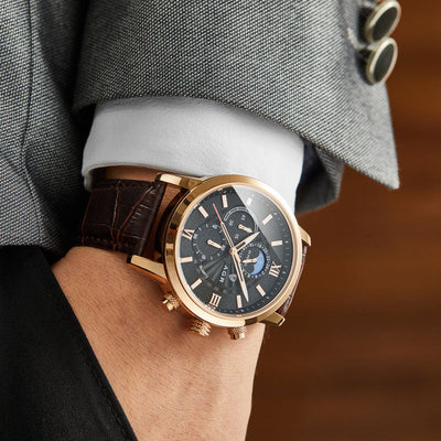 Elegante Quarzuhr mit luxuriösem Lederarmband