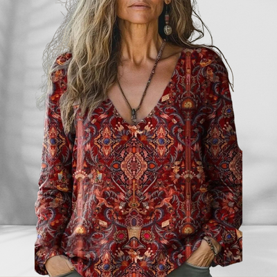 CAMI™ | Boho-Bluse mit floralen Mustern und langen Ärmeln