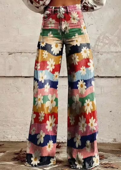 Anzhela - Weite Hose mit buntem Druck