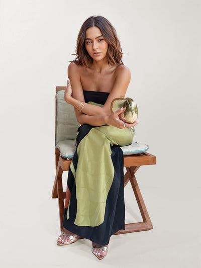 Langarmes langes Kleid mit abstrannt floristischem Druck