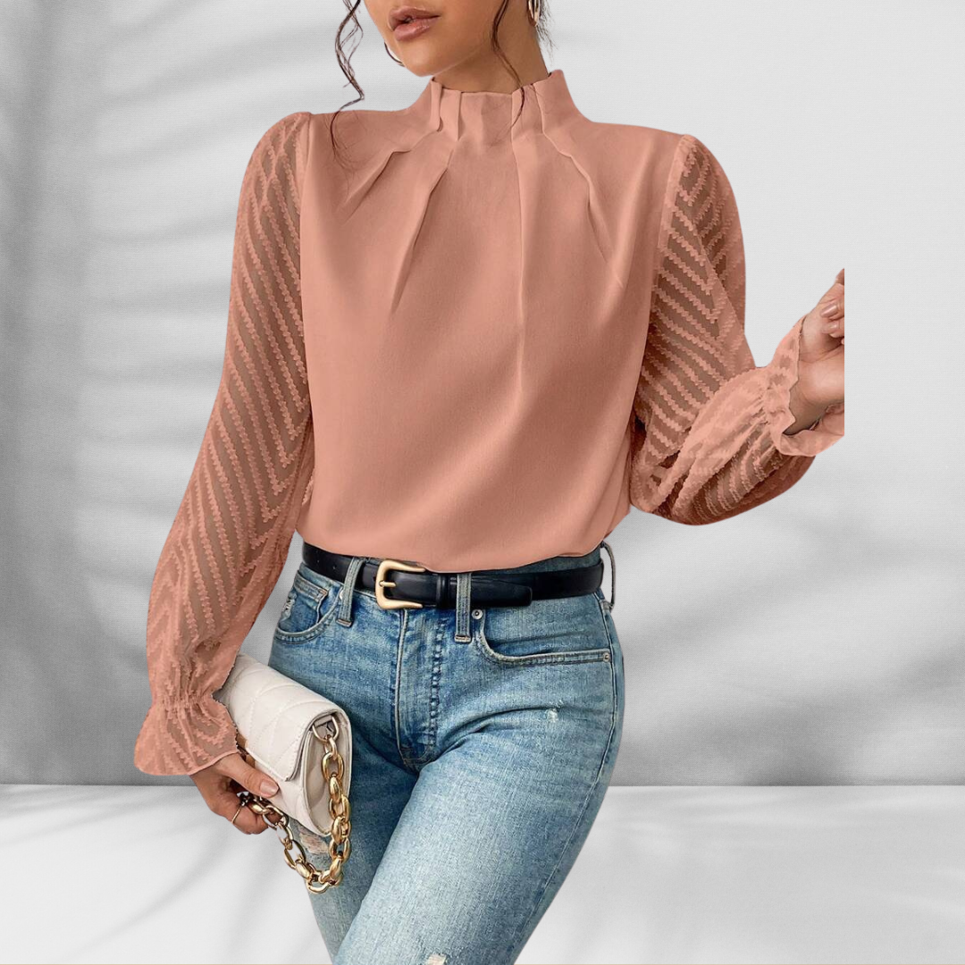 BLAIRE™ | Elegant blouse with sheer sleeves