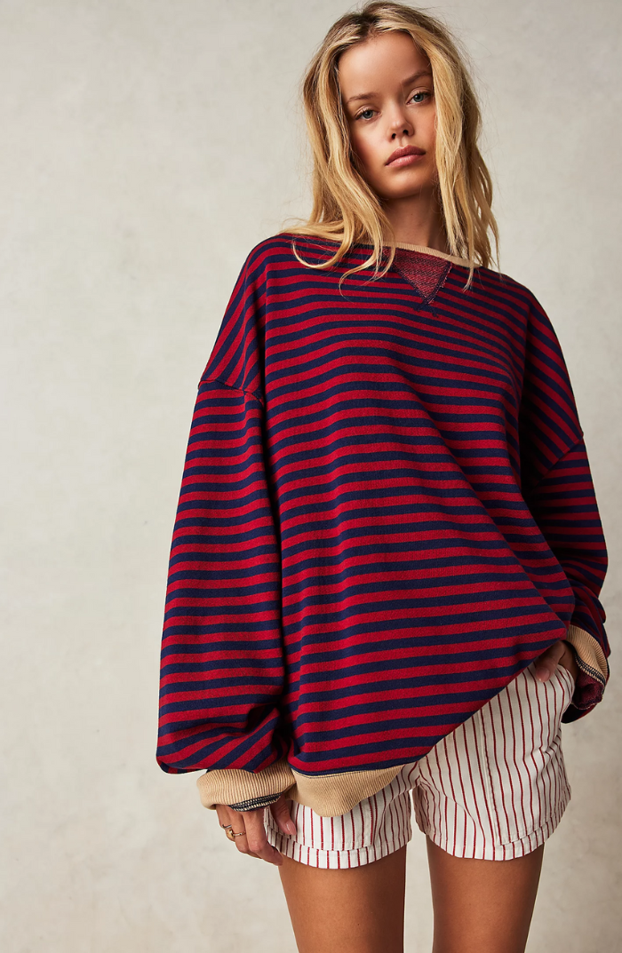 MAYA™-GESTREIFTER ÜBERGROSSER PULLOVER
