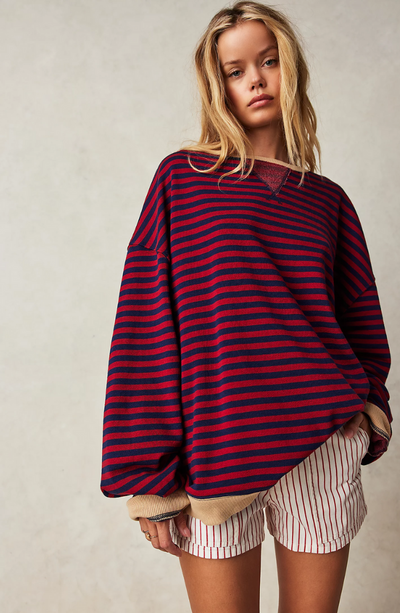 MAYA™-GESTREIFTER ÜBERGROSSER PULLOVER
