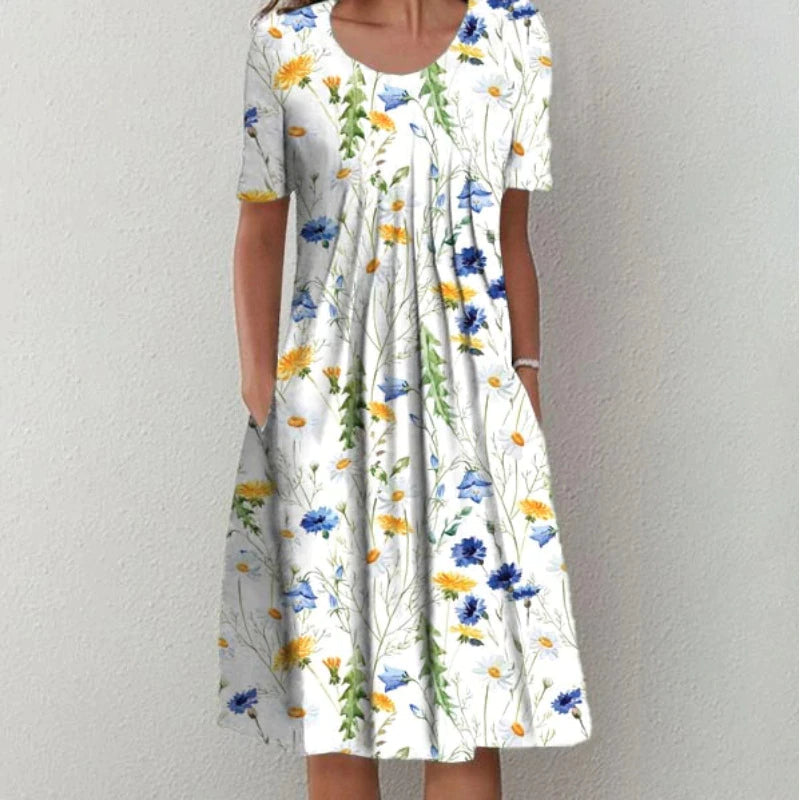 Grace | Effortless Floral Pocket Midi Dress