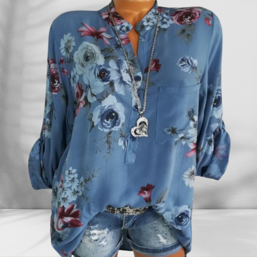 ROSALINE™ | Boho-Bluse mit floralen Mustern und langen Ärmeln