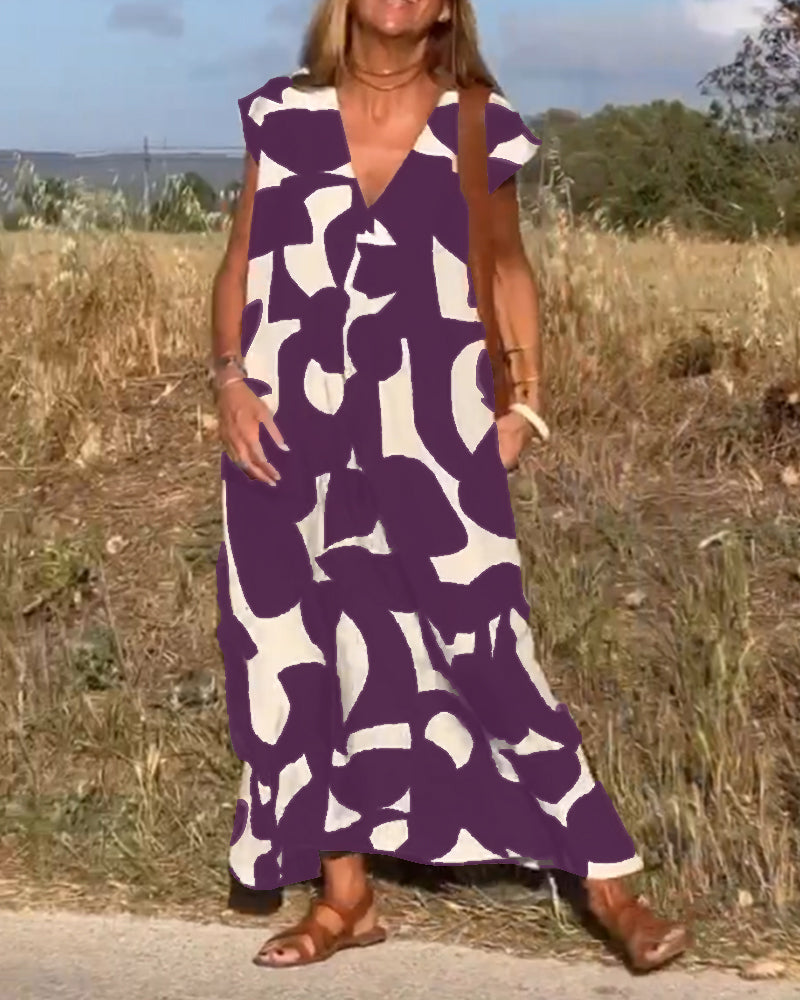 ELENA KLEID MIT PRINTMUSTER UND V-AUSSCHNITT